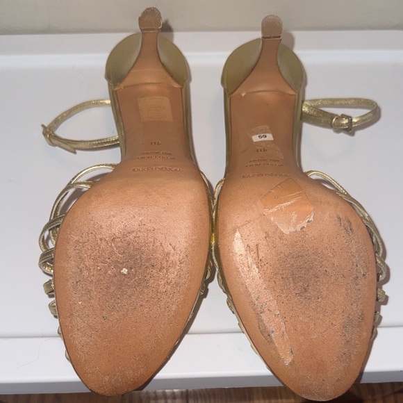 Sergio Rossi Gold Strappy Heels - Picture 11 of 12